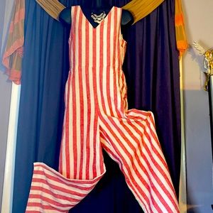 J. CREW Striped Linen Jumpsuit-Size 0